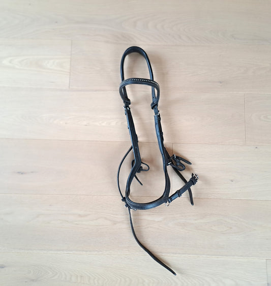 Zwarte volledige hoofdstel met strass steentjes