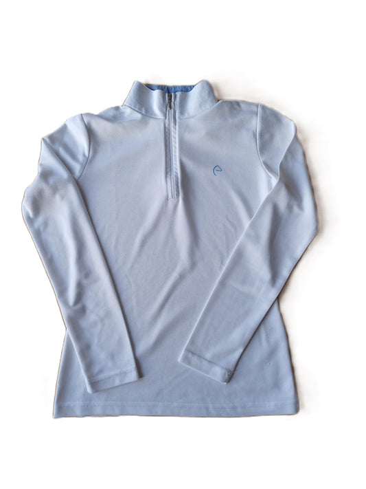 Equitheme wit wedstrijdpoloshirt met lange mouwen, maat 12 jaar