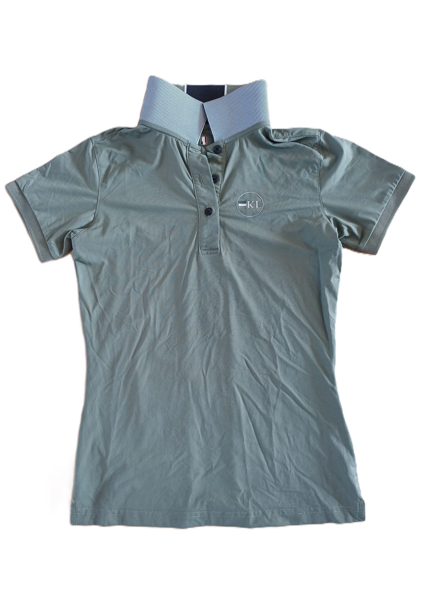 Kingsland khaki polo shirt (navy blue stripe on the back) S