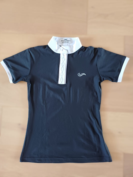 Showriders S marineblauw wedstrijdpoloshirt met strass steentjes