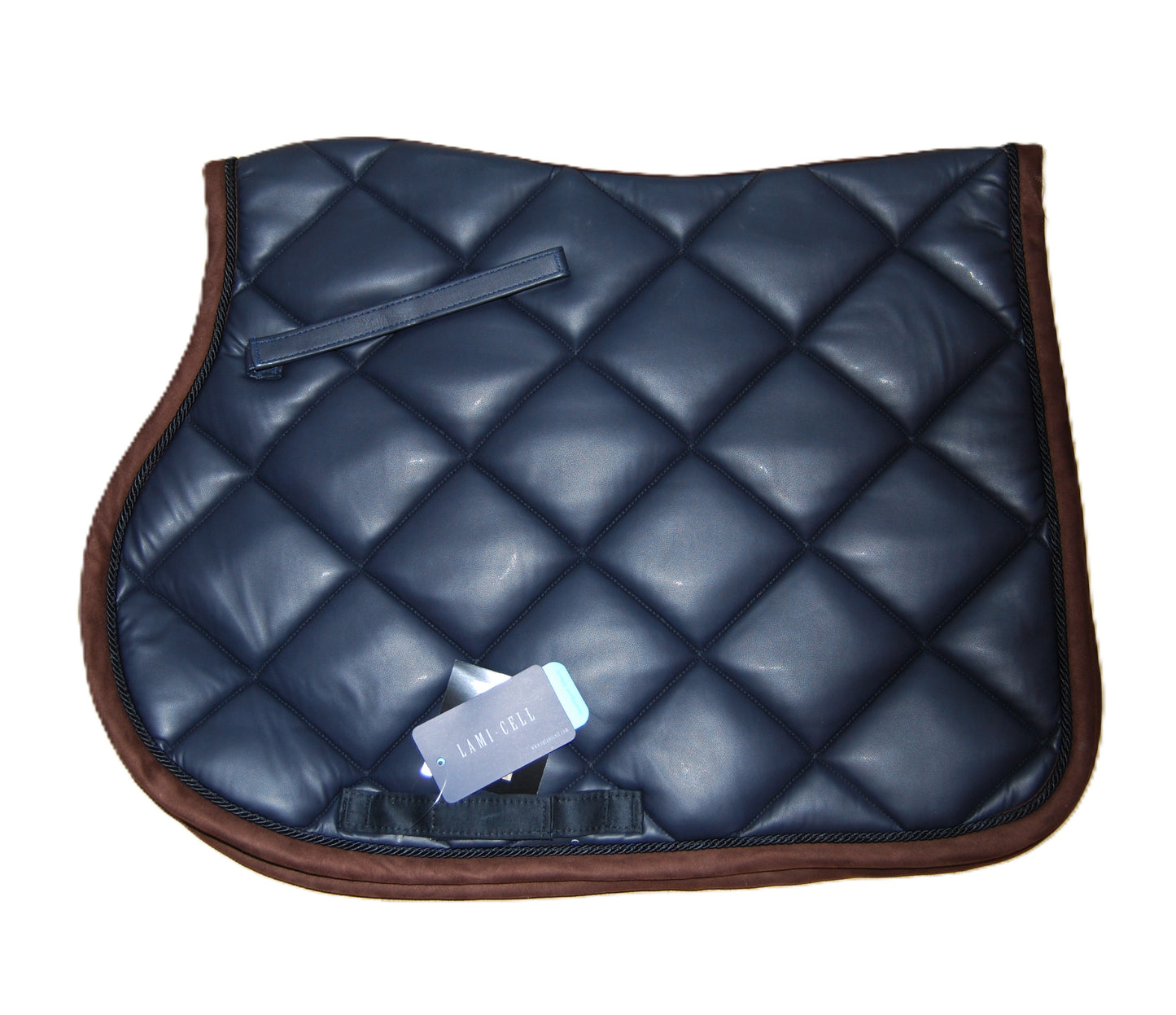 Lami Cell Blue Saddle Pad with Brown Trim - Two-Tone Design