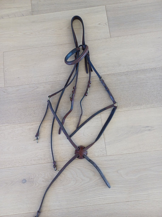 Bridon Poney JL cuir marron  mors et rênes
