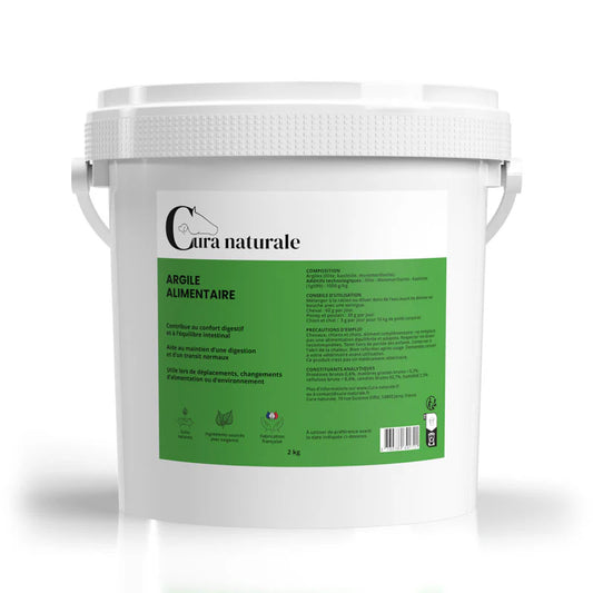 Argile Alimentaire Cheval Cura Naturale – 2 kg (100% Naturelle, Complément Digestif)
