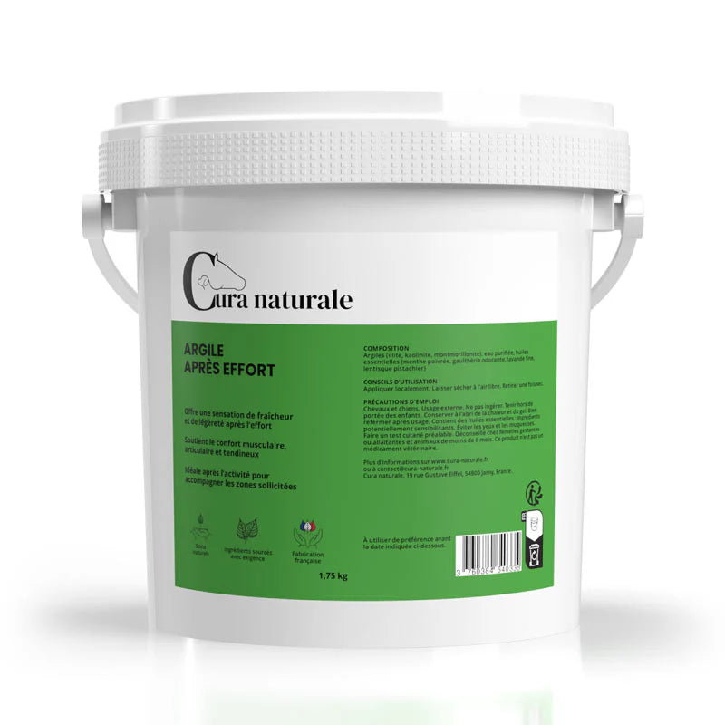 Argile Après Effort Cheval Cura Naturale – 1,75 kg (100% Naturelle, Application Externe)