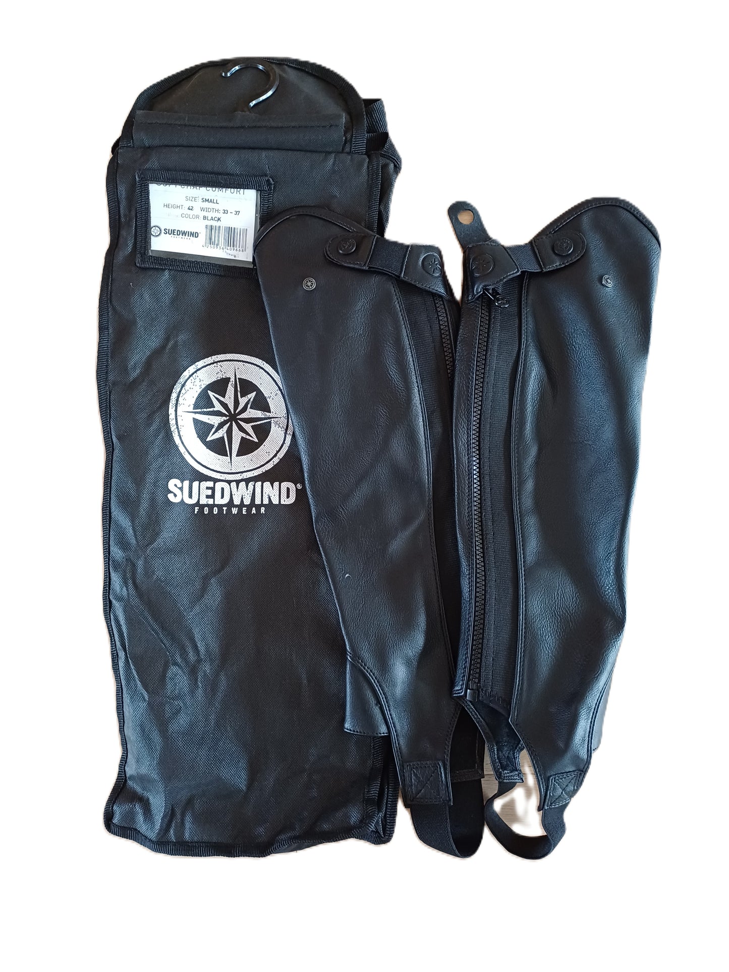 Chaps SUEDWIND Noires – Hauteur 42 cm, Mollet 33-37 cm (Neuves)