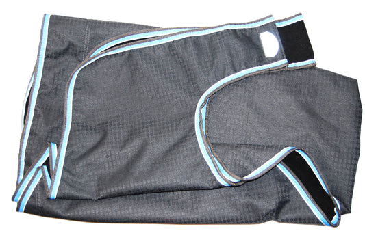 Grijze waterdichte nierbeschermer met fleecevoering, zwart, 145 cm - dubbele bescherming tegen regen en kou