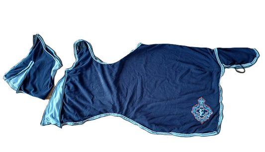 Marineblauwe fleece lendenbescherming 155 cm met rits aan de voorkant - Veelzijdig voor alle seizoenen