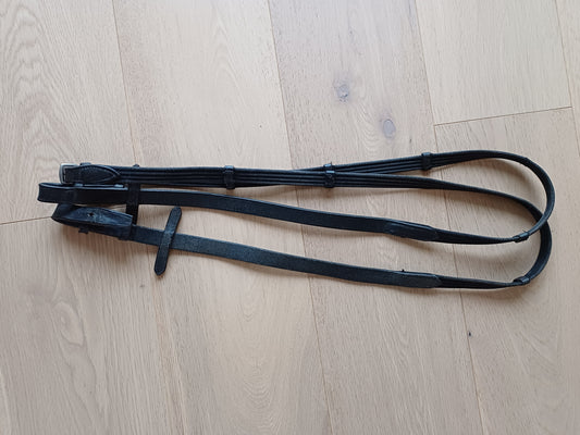 Zwarte leren en stoffen teugels Full