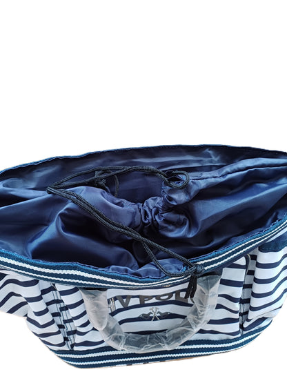 Sac de Pansage HV Polo Marine & Blanc – Multi-poches avec Cordon Resserrant