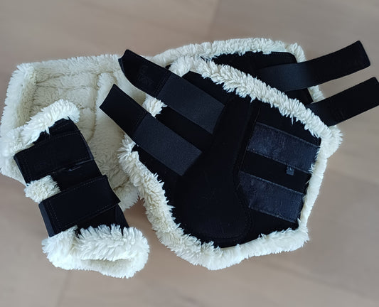 Kentucky gaiters x4 zwart schapenvacht - maat L