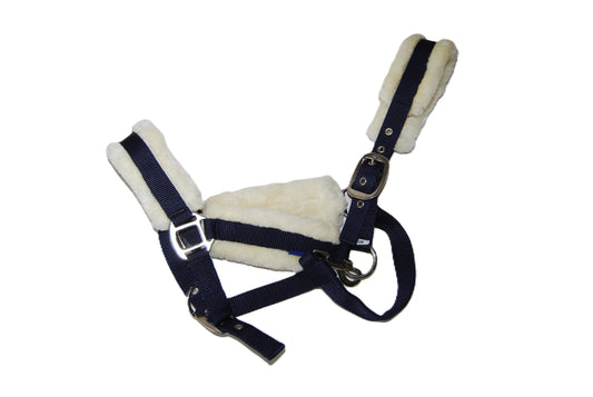 Marineblauwe/schapenvacht cob halter