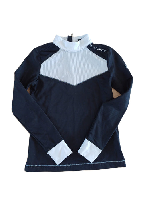 BR zwart wedstrijdpoloshirt met lange mouwen, 12 jaar