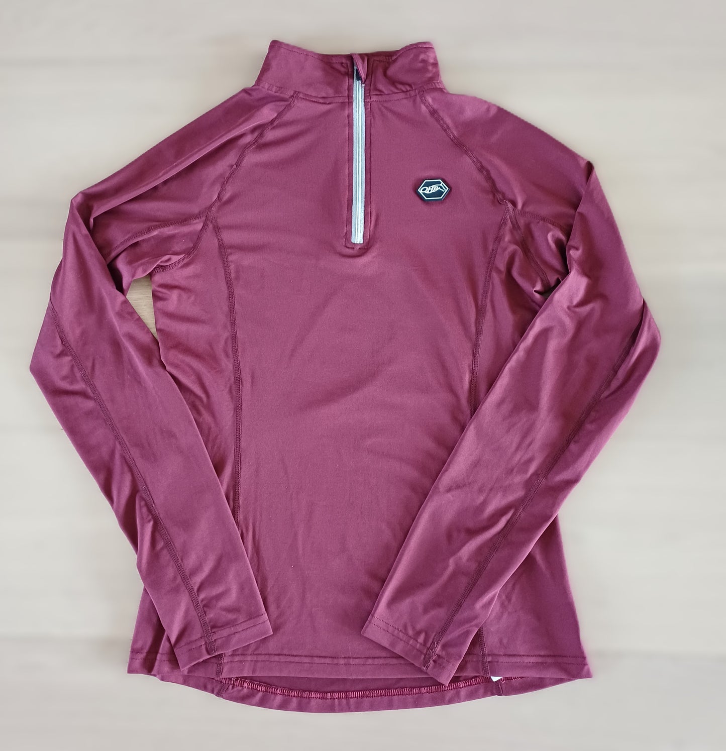QHP Burgundy Trainingsshirt met Lange Mouwen Polo Maat S