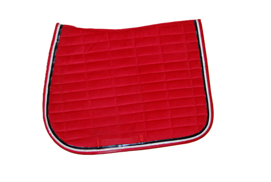 Lami Cell Red Velvet Saddle Pad with Black Trim - Full Elegance