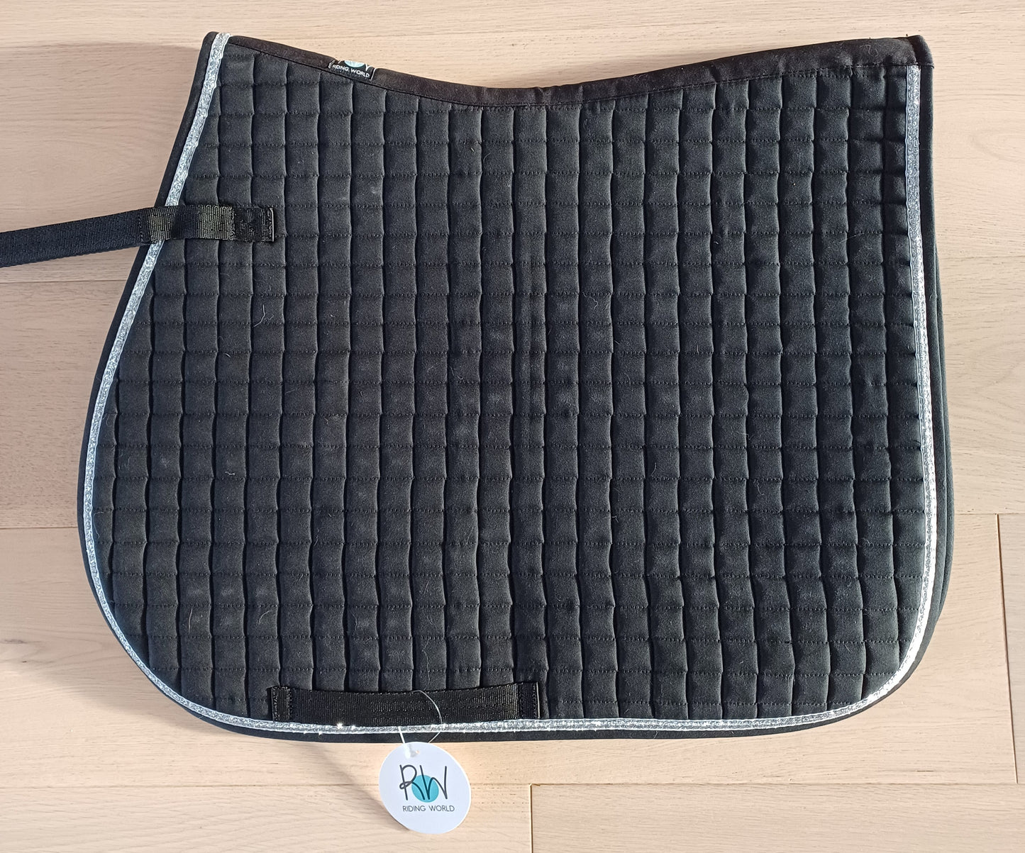 Zwarte zadelpad met zilveren rand Riding World Full