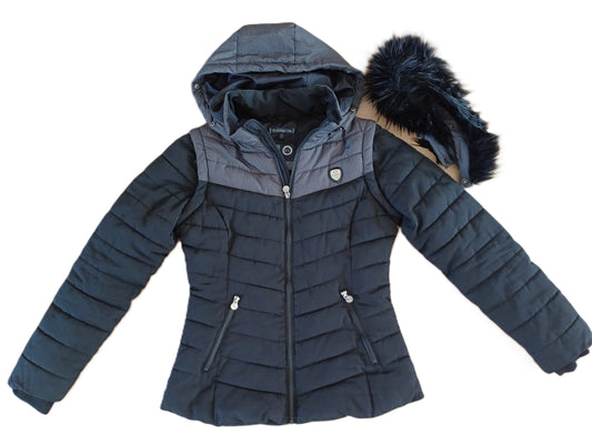 Flags&amp;Cup Zwart Jasje, Maat S, Bontkraag, Afneembare Mouwen