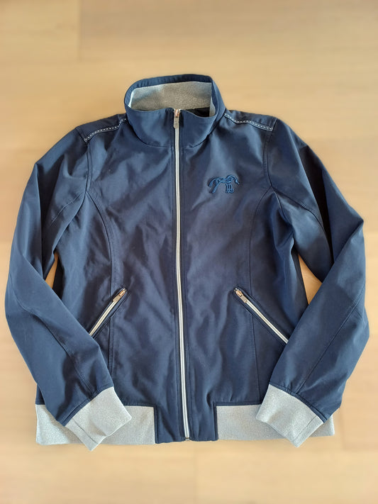 Penelope Navy Jacket, Maat L, met Grijze Mouwen met Pailletten - Rijden