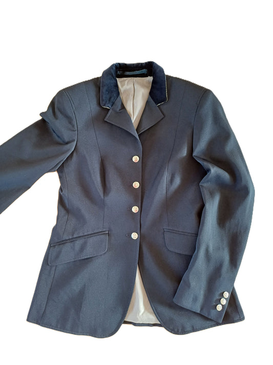Cavallo Showjasje, marineblauw, maat S, fluwelen kraag met strass steentjes - Elegance