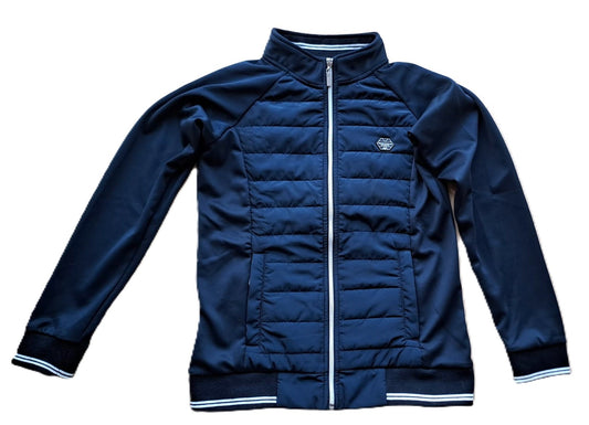 Zwarte QHP bi-materiaal jas, 14 jaar oud (erg mooi!)