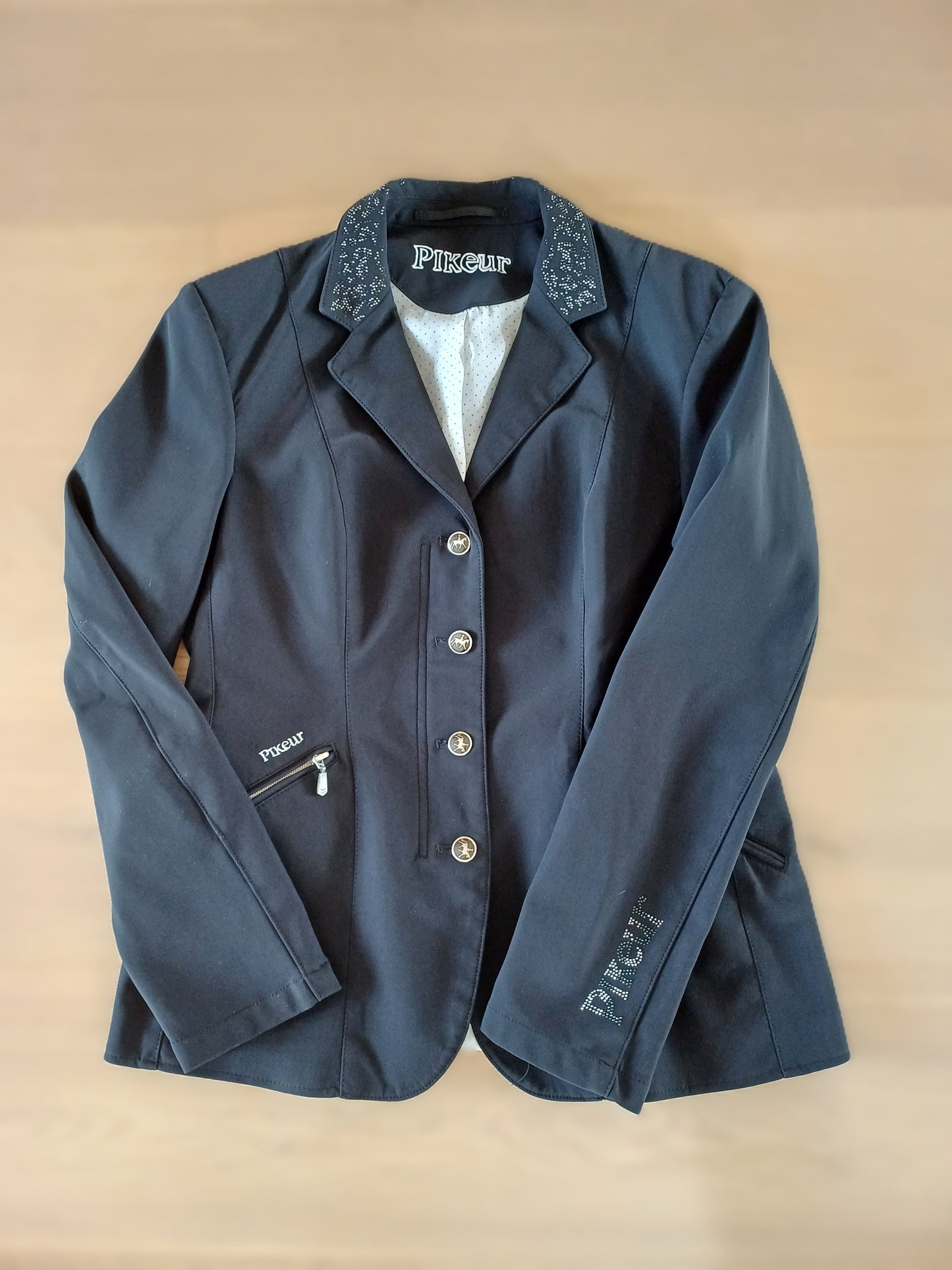 Veste PIKEUR – Noire avec strass, Taille 38 (Très bon état)
